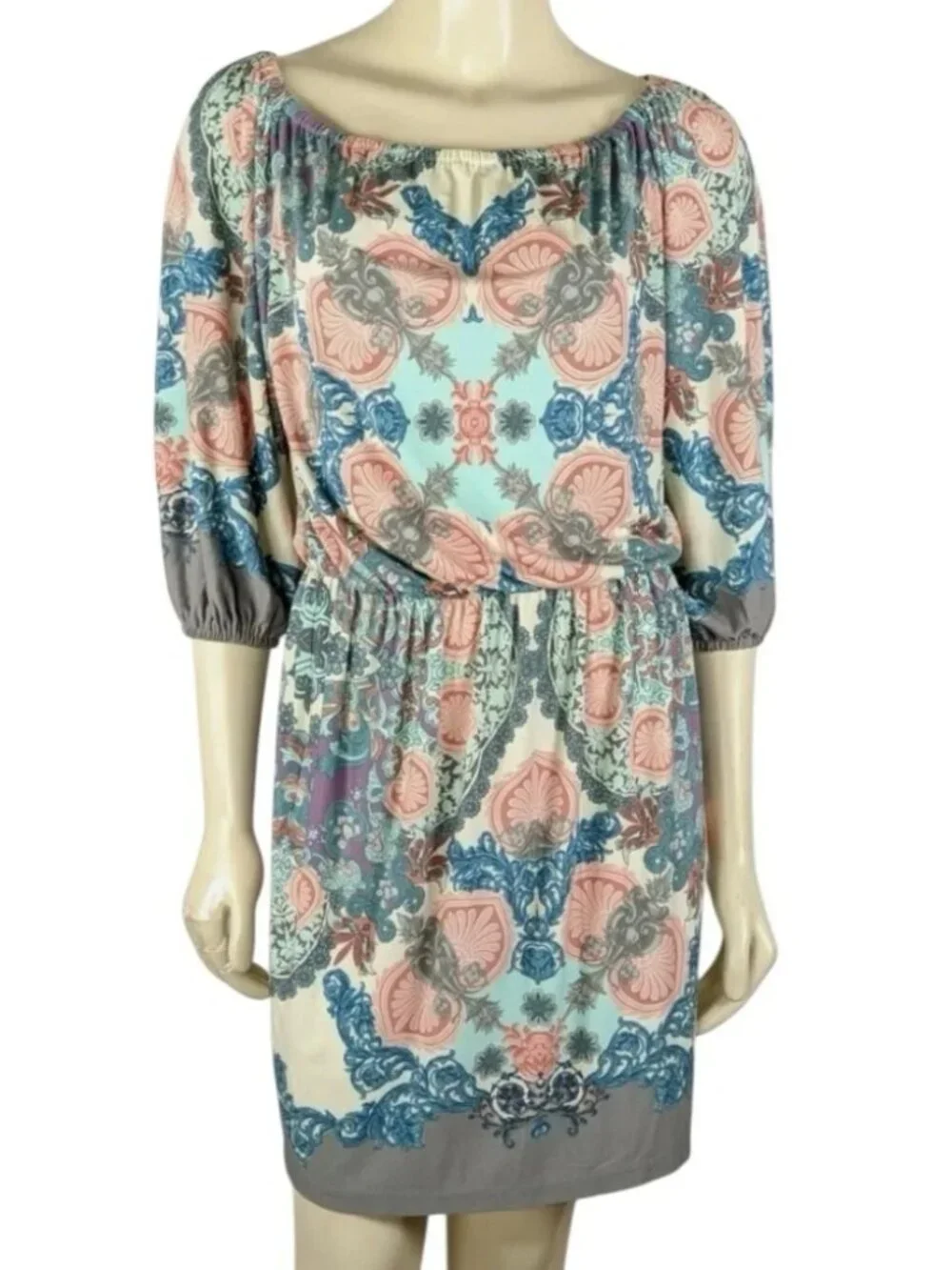 Report Boston Proper Blouson floral elastic waist comfortable dress size 14